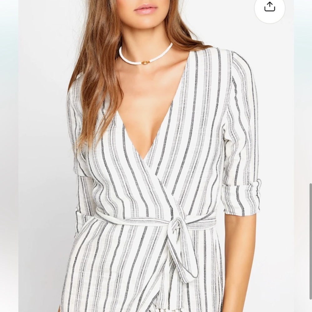 L*SPACE Tybee Black/White Stripe Maxi Wrap Dress XS - Picture 3 of 11